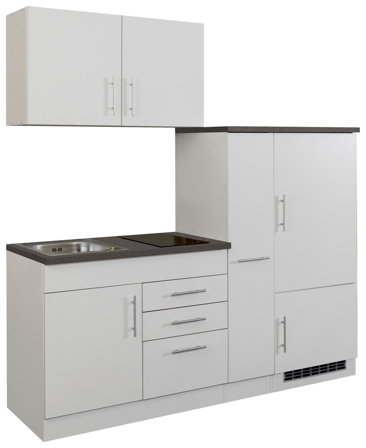 Küchenblock Toronto II m. Geräten Weiß - Chromfarben/Graphitfarben, MODERN, Holzwerkstoff/Metall (190cm) - Held