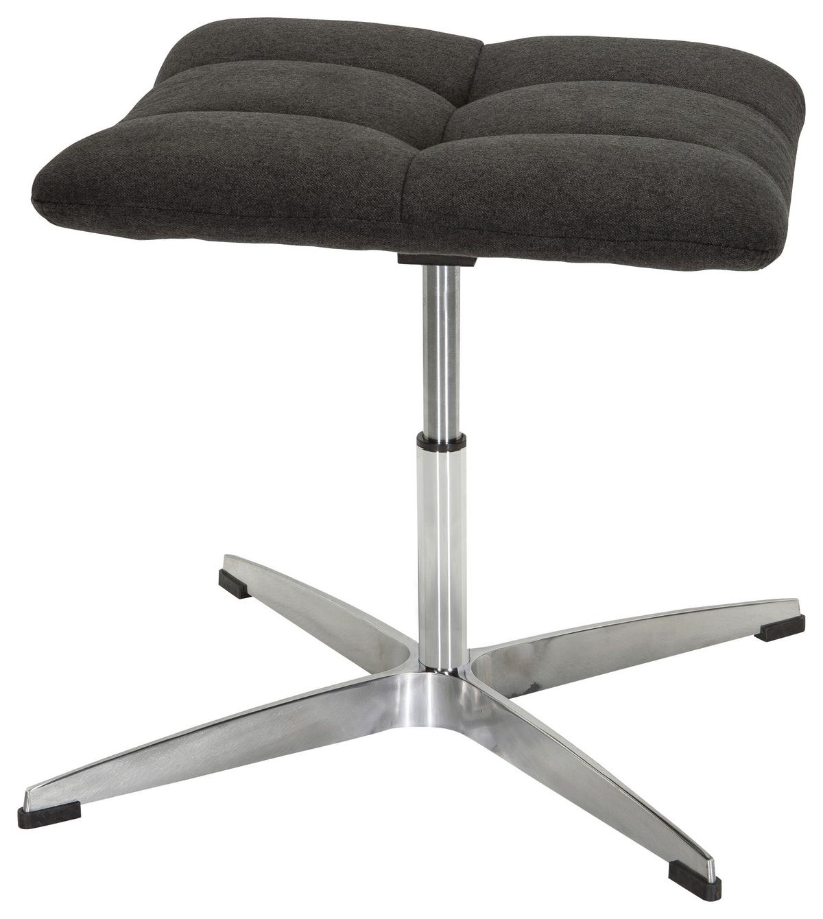 Bürohocker Saranto Schwarz - Silberfarben/Schwarz, MODERN, Textil/Metall (47/49/47cm) - MID.YOU