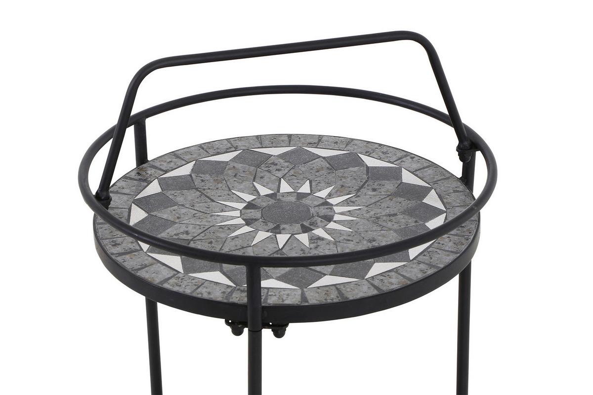 Gartentisch Mosaik ca. 42x74 cm Schwarz - Schwarz, KONVENTIONELL, Keramik/Metall (42/42/74cm) - Siena Garden