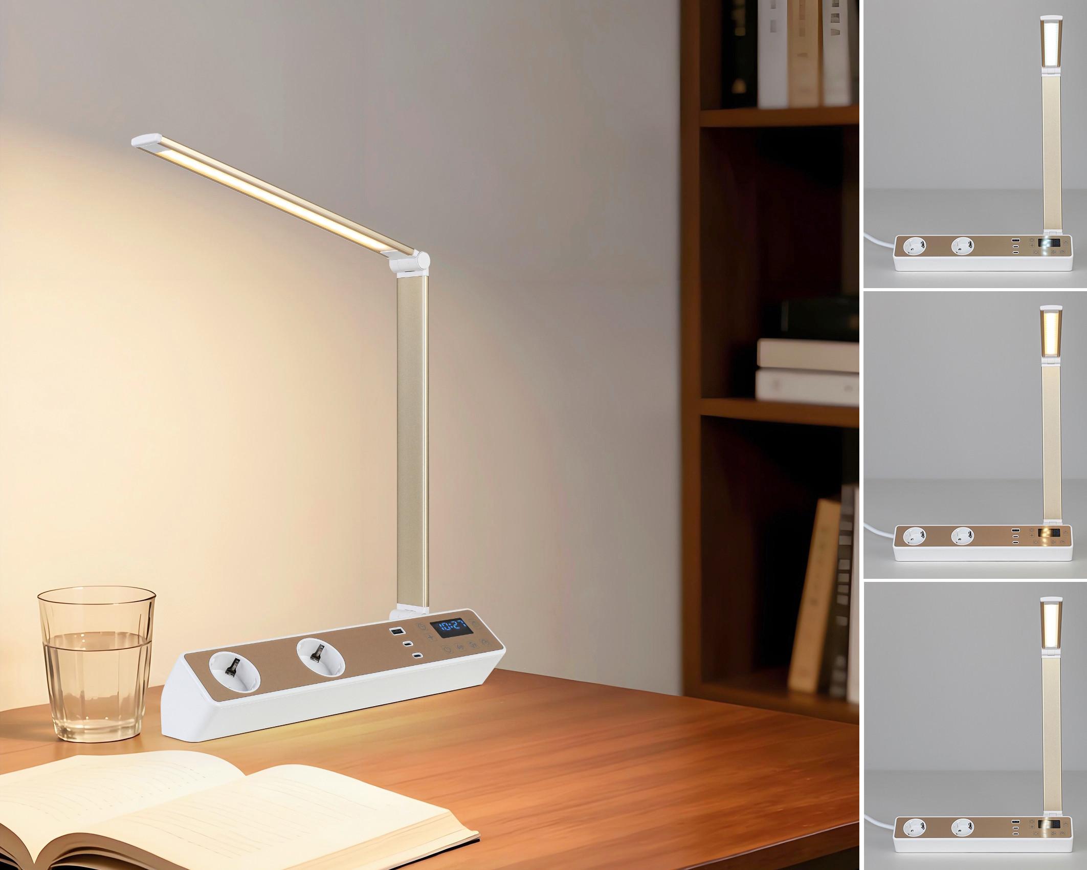 LED-SKRIVBORDSLAMPA MULTI - vit/roséguld, Modern, metall/plast (33/10,5/37-66cm) - Mömax