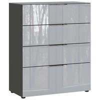 Kommode Oakland in Grau/Graphitfarben - Chromfarben/Silberfarben, Modern, Glas/Holzwerkstoff (83/102/42cm) - Premium Living