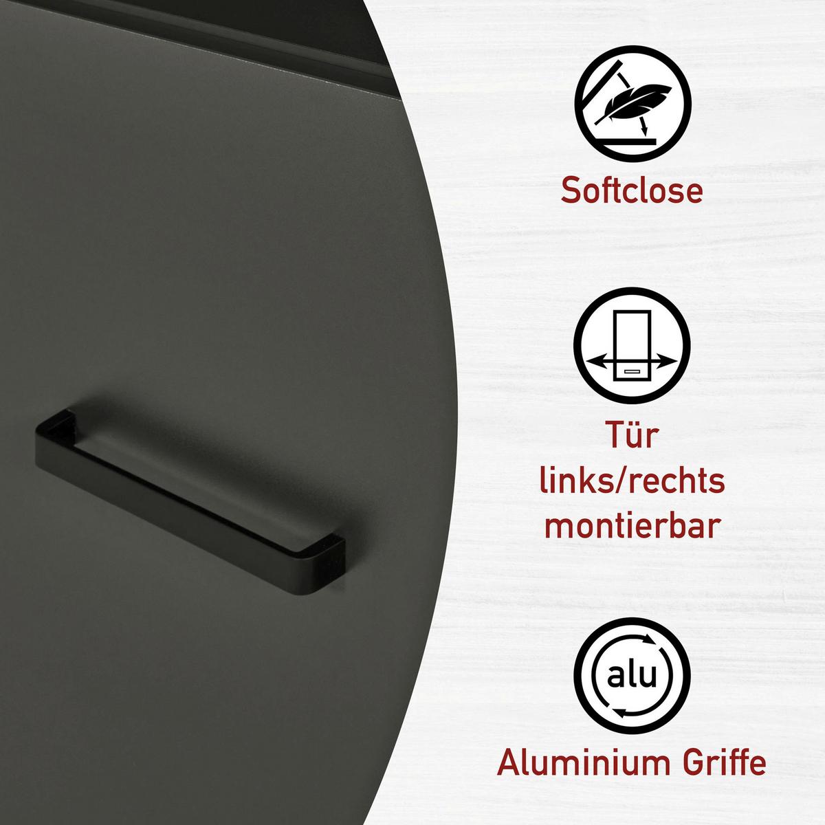 Küchenleerblock Bundle 7 o. Geräte Anthrazit - Anthrazit/Schwarz, MODERN, Glas/Holzwerkstoff (370cm) - home24