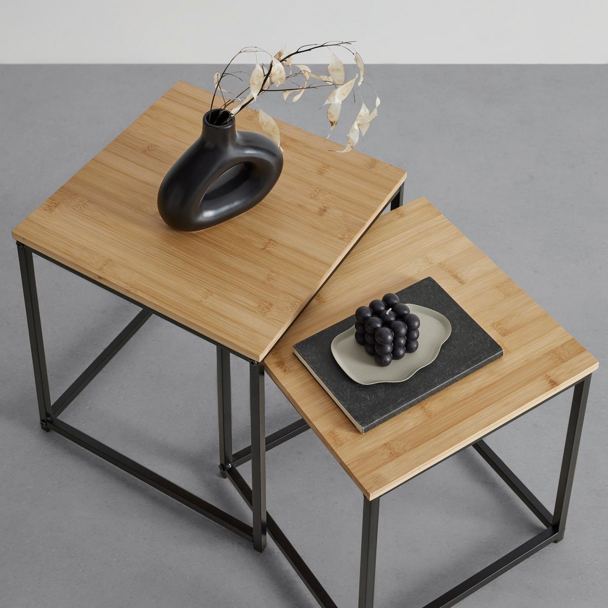 ZESTAW STOLIKÓW BOCZNYCH KOKO -EXKLUSIV- - kolor naturalny/czarny, Lifestyle, materiały naturalne/metal (34/38/36/40/34/38cm) - Mömax