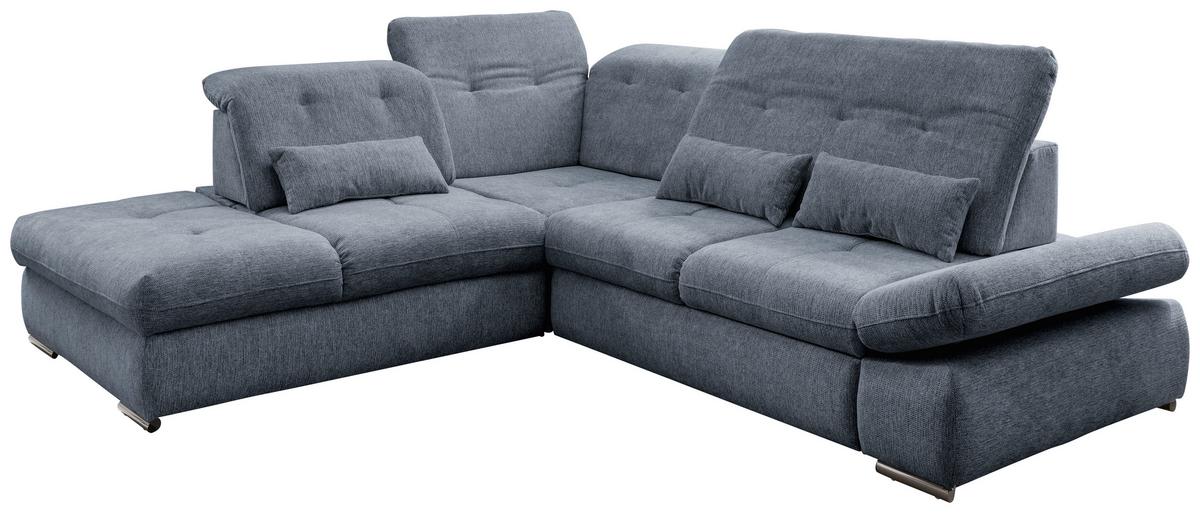 Wohnlandschaft Dalida Hellblau Chenille - Chromfarben/Hellblau, Design, Textil/Metall (254/280cm) - Livetastic