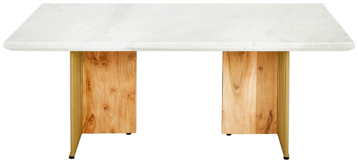 STOLIK KAWOWY SYCZUAN - kolor akacjowy/biały, Lifestyle, kamień/metal (120/45/70cm) - MID.YOU
