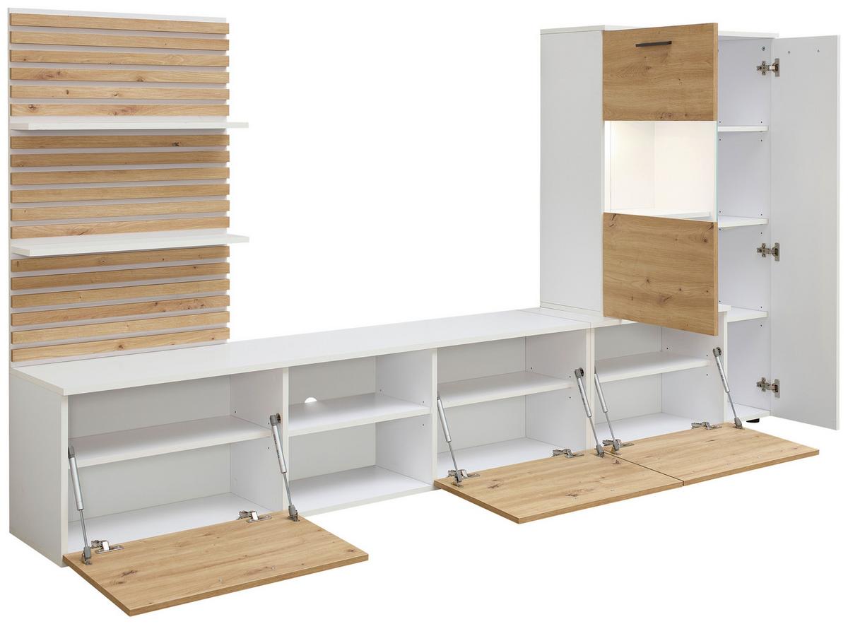 Dnevni Regal Heathrow, Barva Hrasta, Bela - črna/bela, Design, umetna masa/steklo (250/135/38cm) - MID.YOU