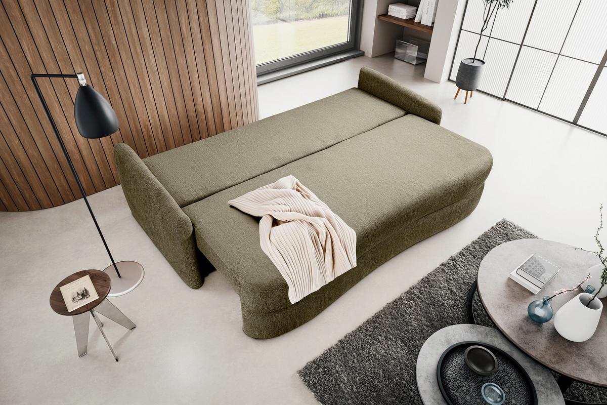 Schlafsofa Diana Grün - Schwarz/Grün, Basics, Holz/Kunststoff (231/93/108cm) - MID.YOU