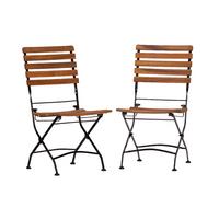 Zložljiv Vrtni Stol Lindau, 2-Delni Set, Antracit - antracit/barve akacije, Basics, kovina/les (45/89/58cm) - Gardenson
