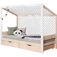 Postelja Soccer, 90x200cm, 1x Letveno Dno, 1x Vzmetnica - bela/naravne barve, Moderno, tekstil/les (90/200cm) - MID.YOU