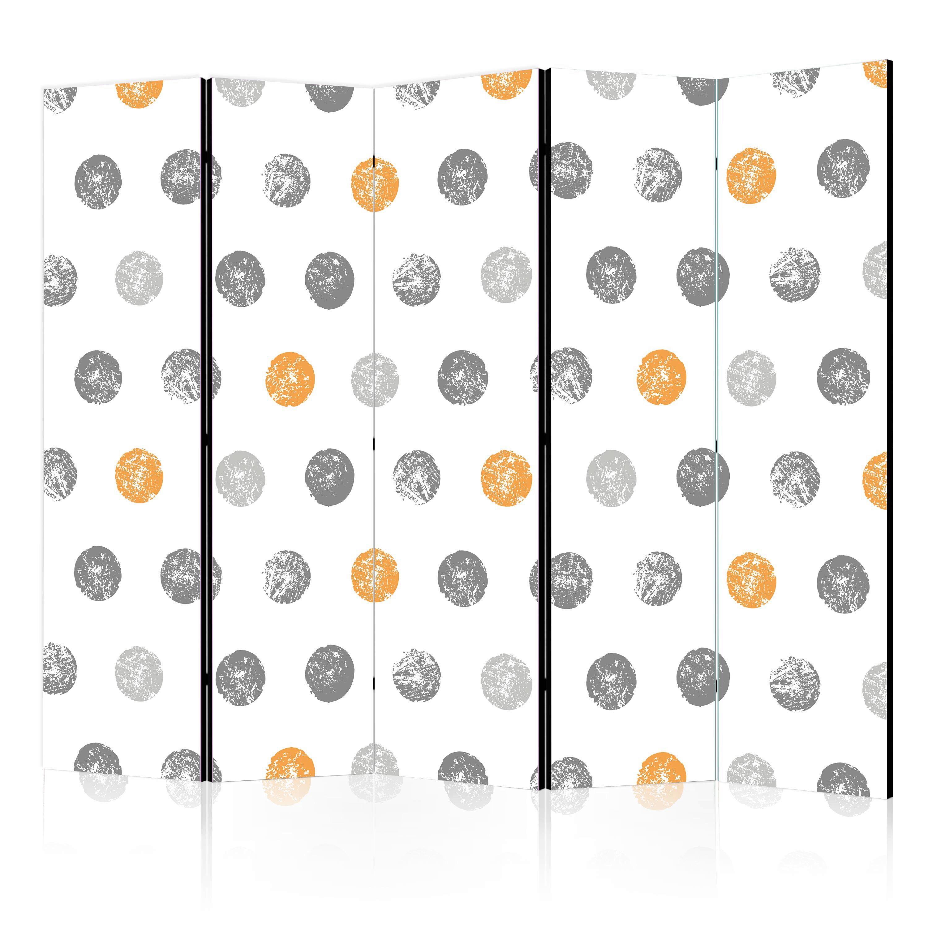 Paravan Round Stamps I, 5-Delni, Dvostranski - večbarvno, Basics, tekstil/les (225/172/3cm) - artgeist