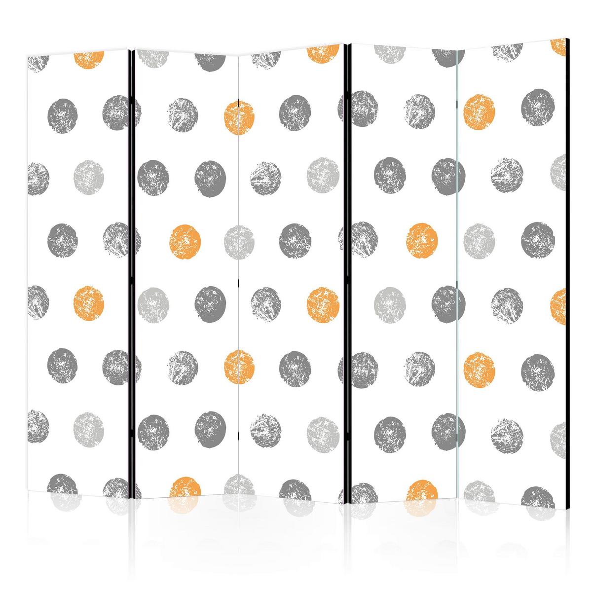 Paravan Round Stamps I, 5-Delni, Dvostranski - večbarvno, Basics, tekstil/les (225/172/3cm) - artgeist