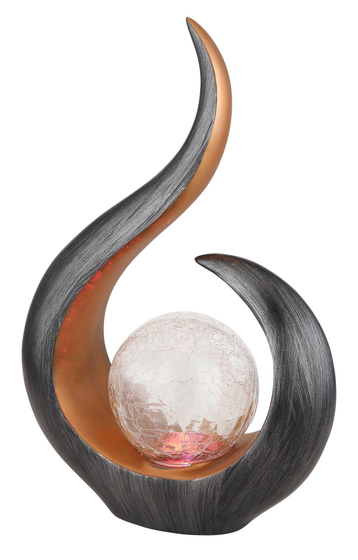 Solarna Svetilka Leonora, S Sijalko - zlate barve/črna, Design, umetna masa/steklo (22,5/10/33,5cm) - Globo