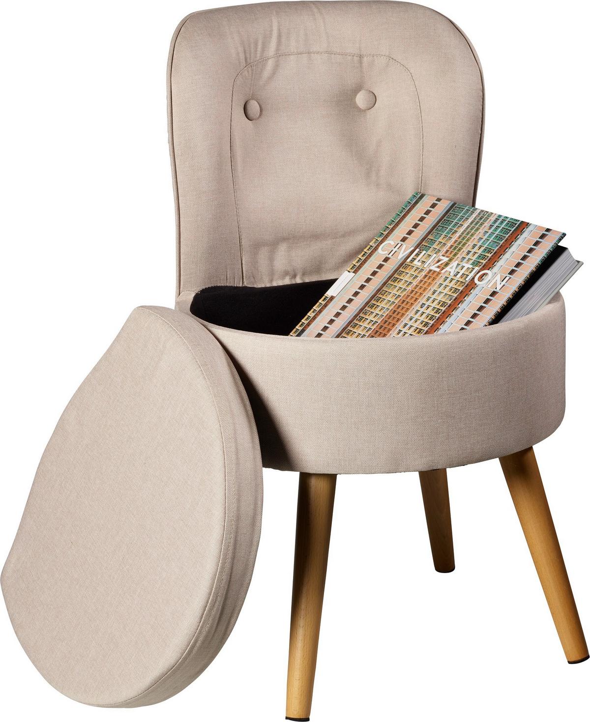 Sessel Vince Creme Struktur gesteppt - Creme/Naturfarben, Design, Holz/Textil (42/71/42cm) - Echtwerk