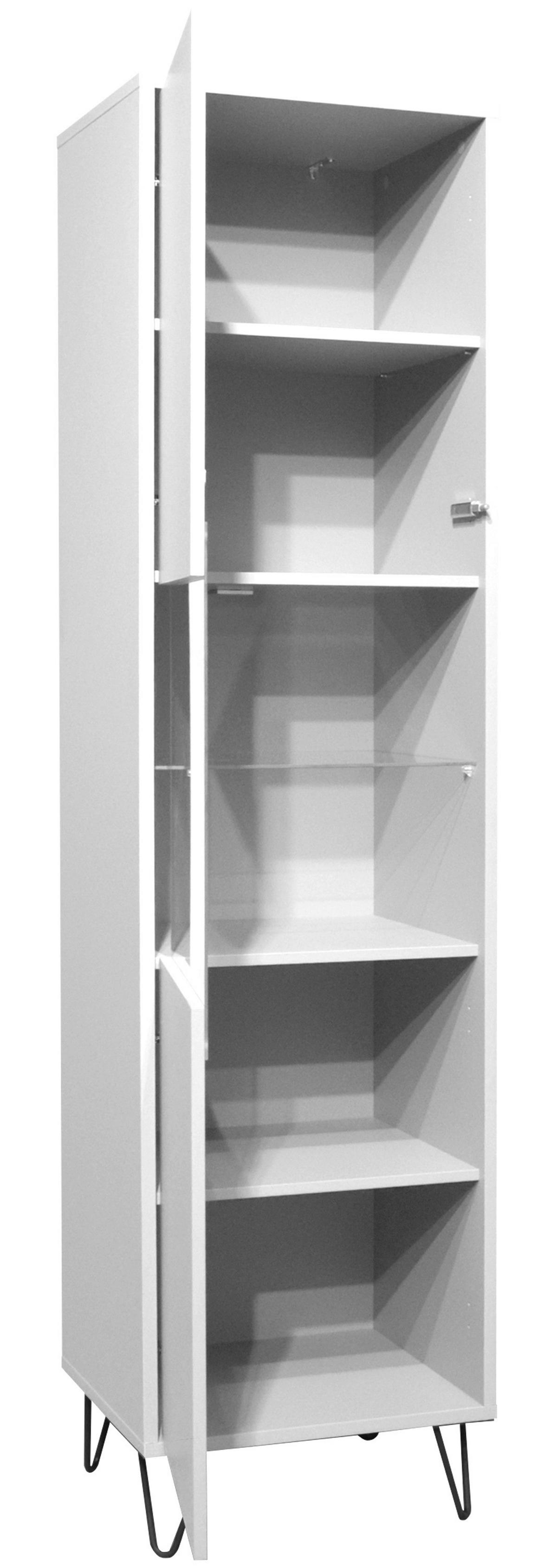 Vitrine in Weiss - Weiss/Schwarz, Modern, Glas/Holzwerkstoff (51/197/45cm) - Mömax