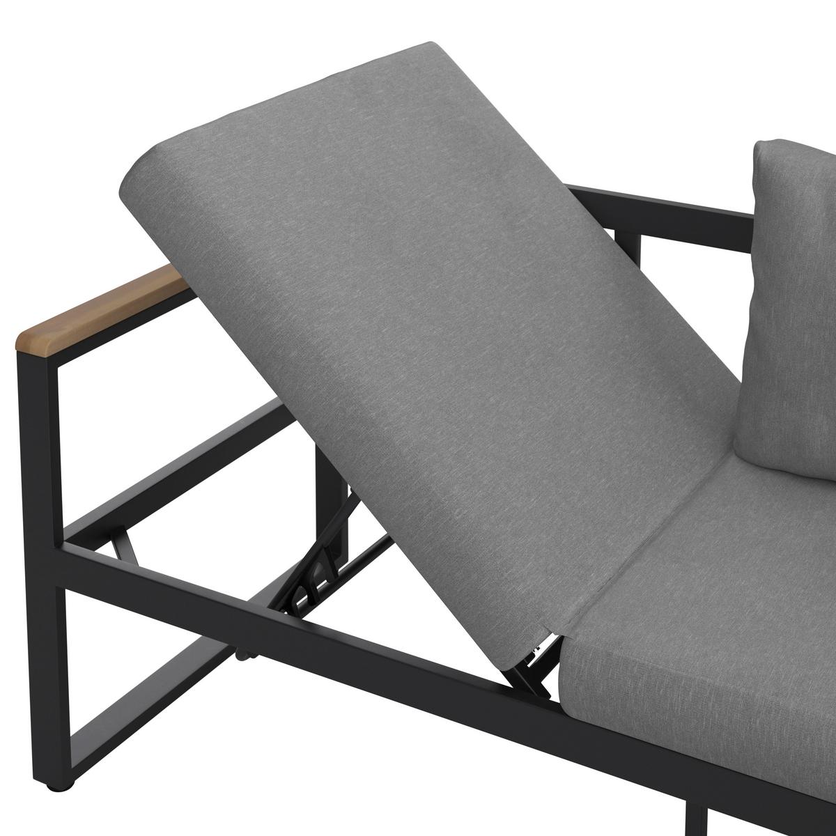 KOMPLET OGRODOWY LINA - kolor akacjowy/antracytowy, Konventionell, metal/drewno (213/160cm) - Mömax