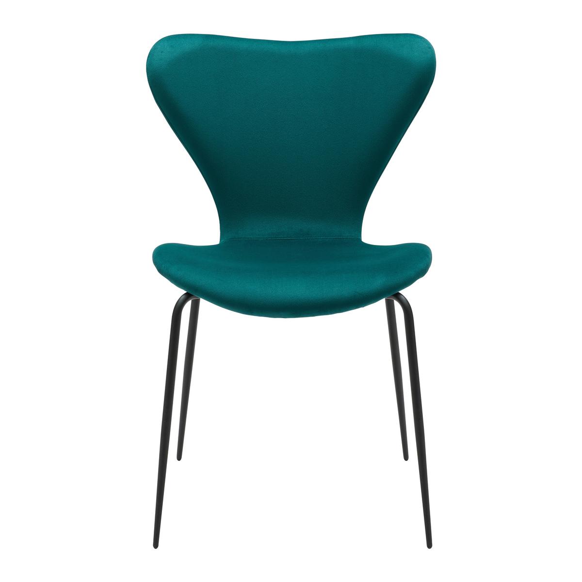 Stuhl Alicia Petrol Samt Gepolstert - Petrol/Schwarz, MODERN, Holz/Textil (53/82,5/53cm) - Bessagi Home