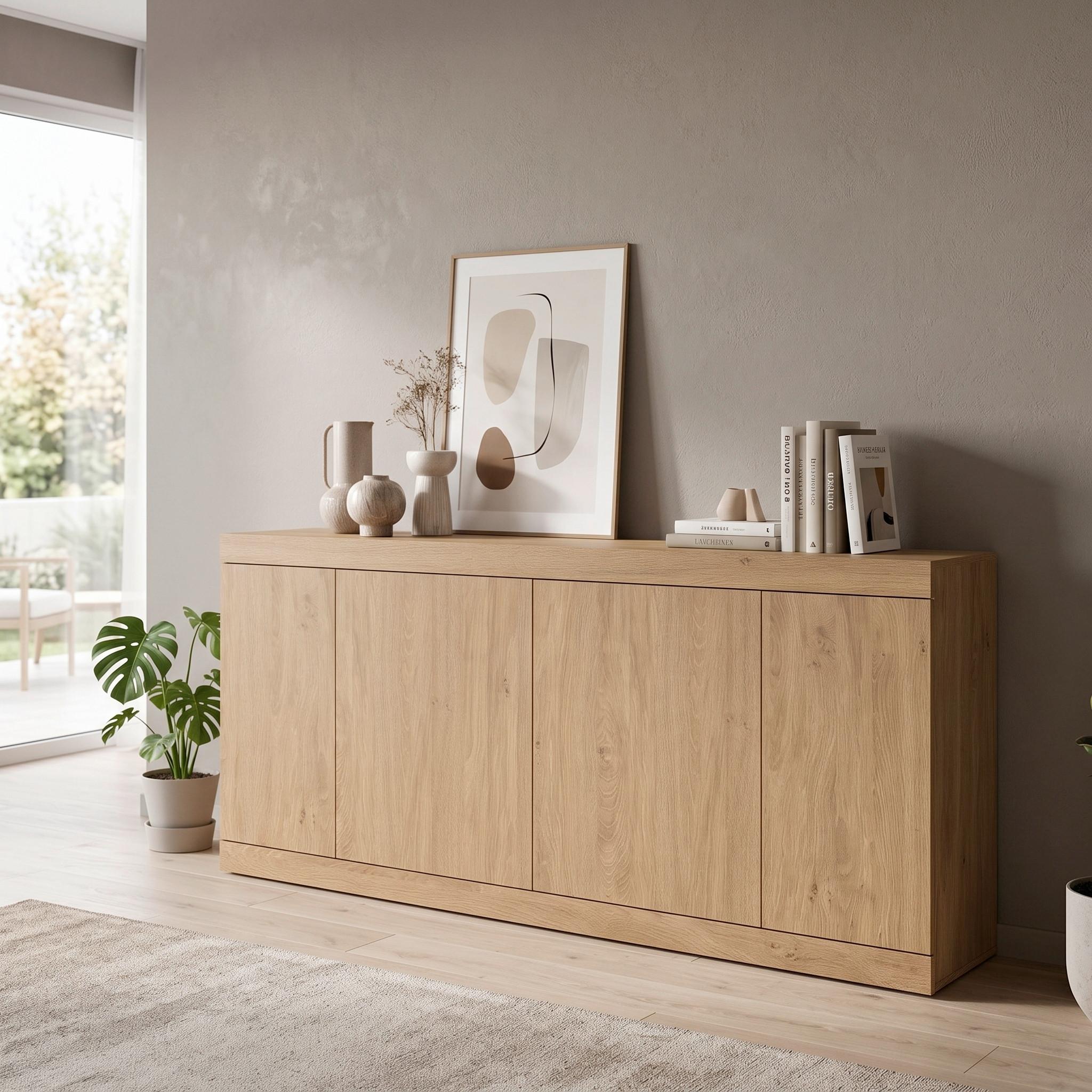 Komoda Aretta - boje hrasta/crna, Moderno, drvni materijal/plastika (200/91,6/41,8cm) - Modern Living