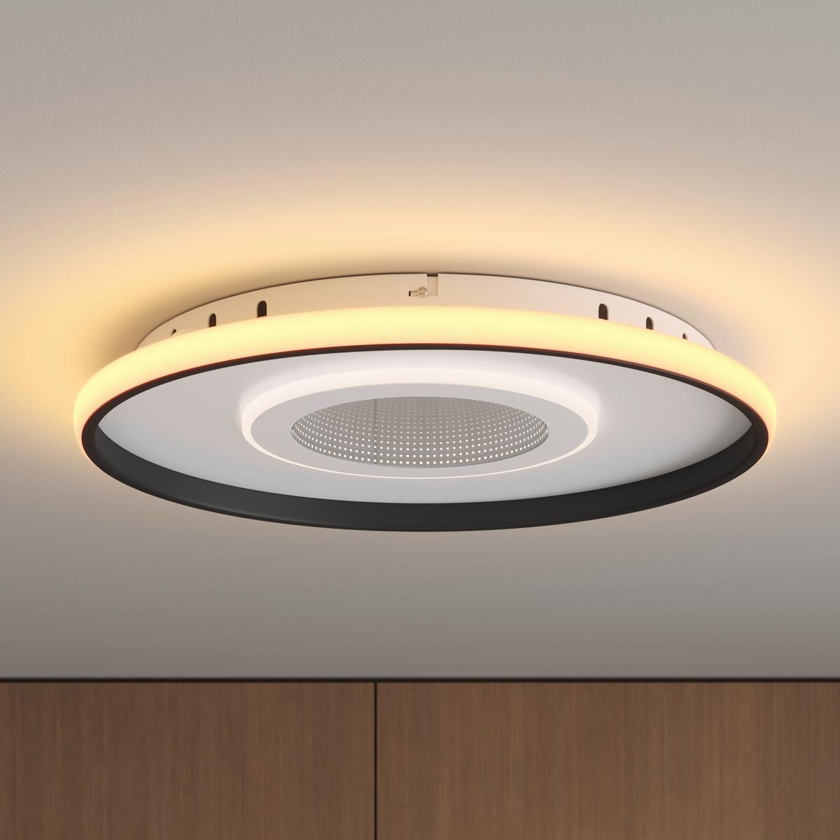 LAMPA SUFITOWA LED SALFORD *SBN* - czarny/biały, Trend, tworzywo sztuczne/metal (50/5,5cm) - Novel
