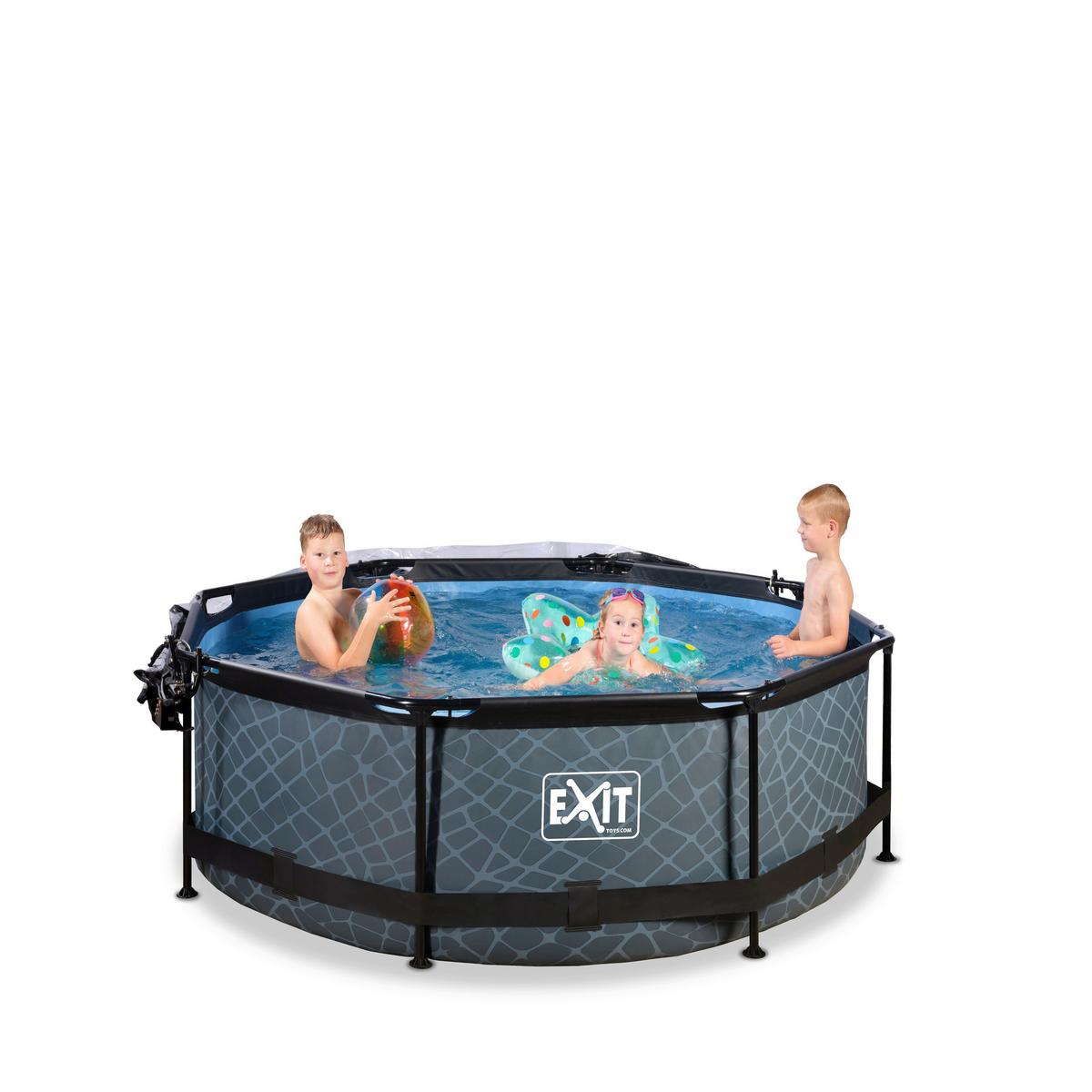 Bazen Exit Stone Pool, Ø 244cm - siva, Konvencionalno, kovina (244/76cm) - EXIT Toys