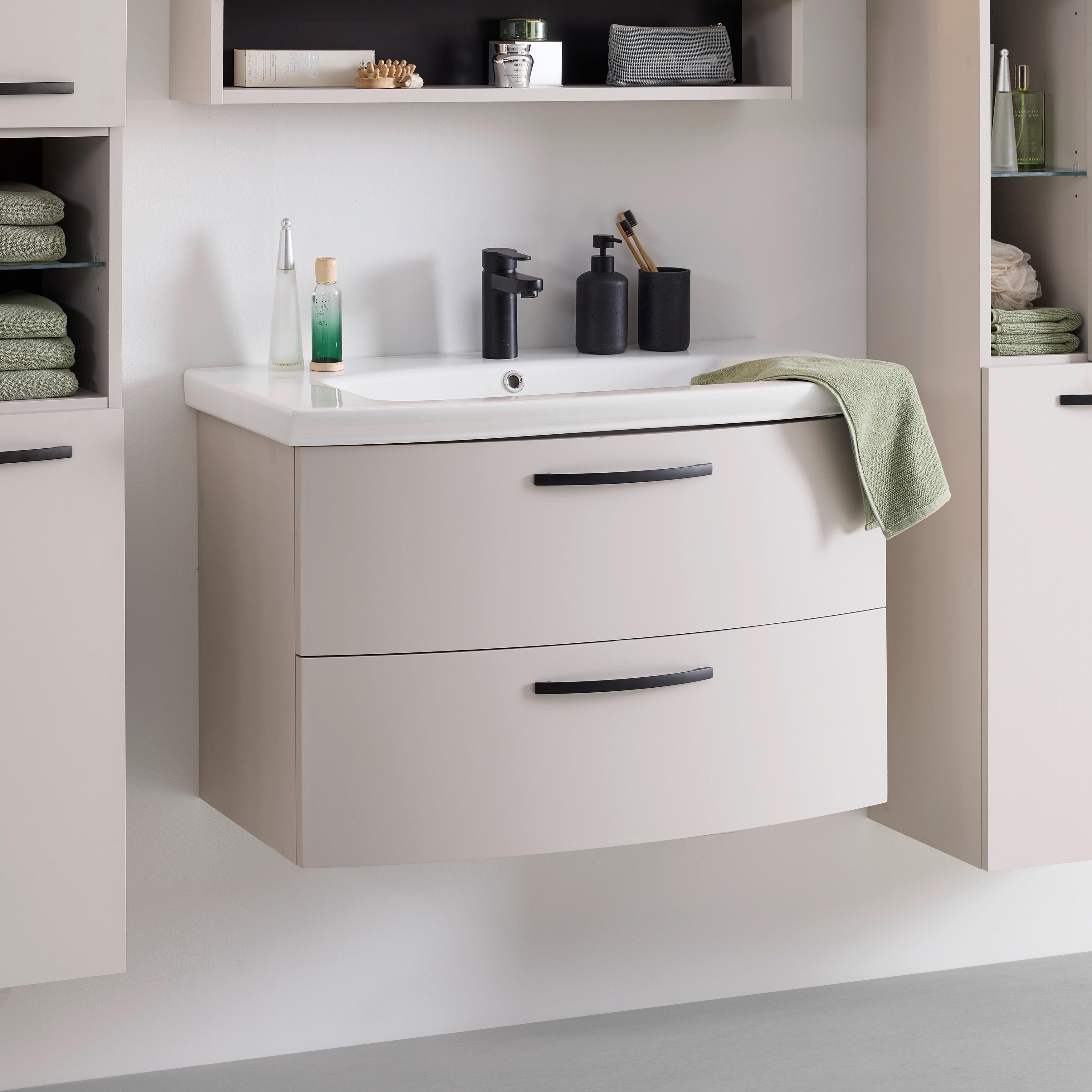 TVÄTTSTÄLL MED KOMMOD FLORENZ -EXKLUSIV- - vit/svart, Modern, metall/trämaterial (90/60/45cm) - Mömax