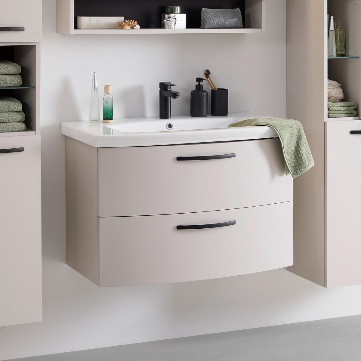 Waschtischkombi Florenz Kaschmirfarben - Schwarz/Weiß, MODERN, Keramik/Holzwerkstoff (90/60/45cm) - Mömax