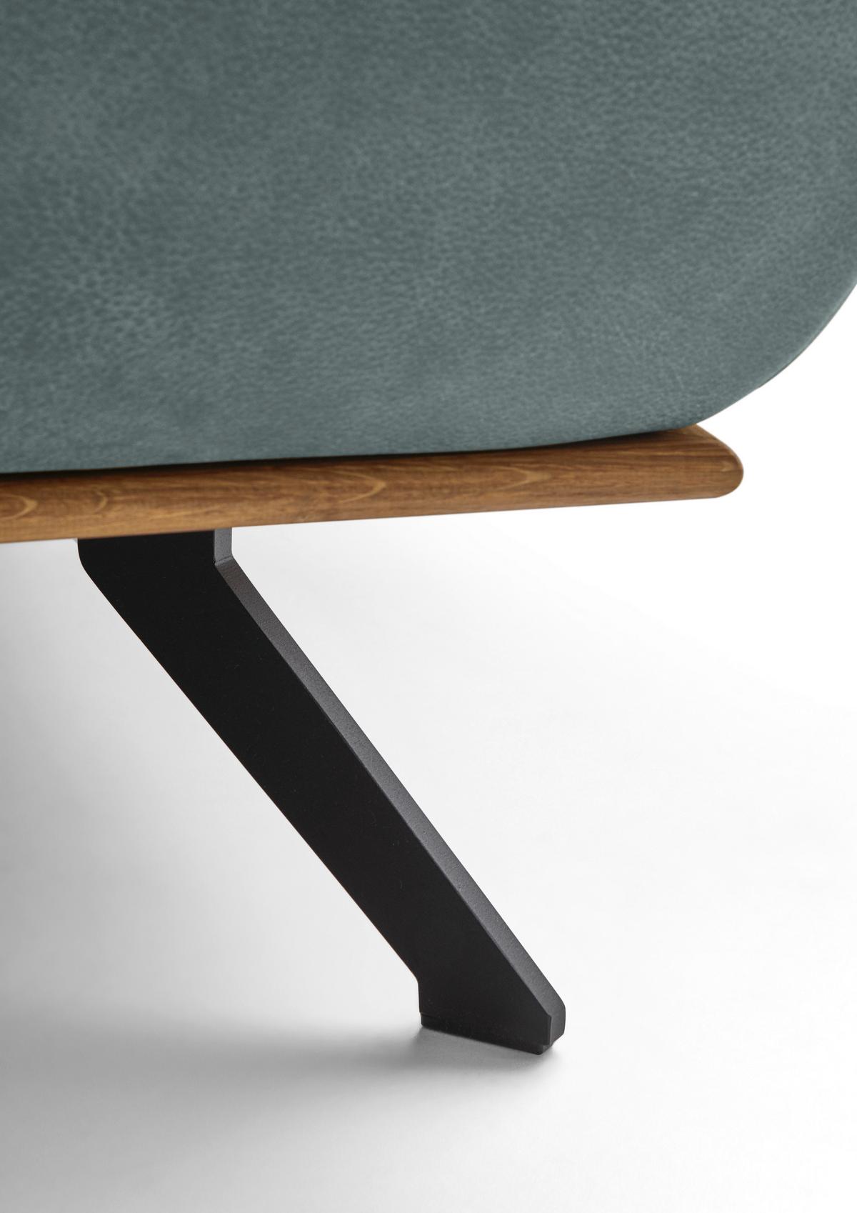 Wohnlandschaft Erling Grün - Beige/Schwarz, MODERN, Leder/Metall (187/89/322cm) - Premium Living