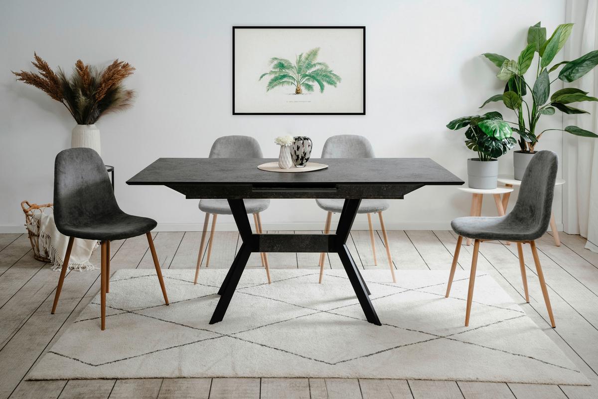 STÓŁ DO JADALNI HARO 80A ROZKŁADANY - czarny, Modern, materiał drewnopochodny/metal (160-200/90/76cm) - MID.YOU