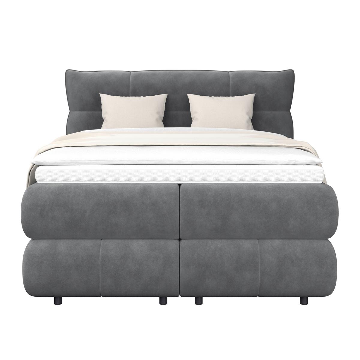 Boxspring Krevet Carmelo - crna/antracit, Trendi, tekstil/plastika (140/200cm) - Premium Living