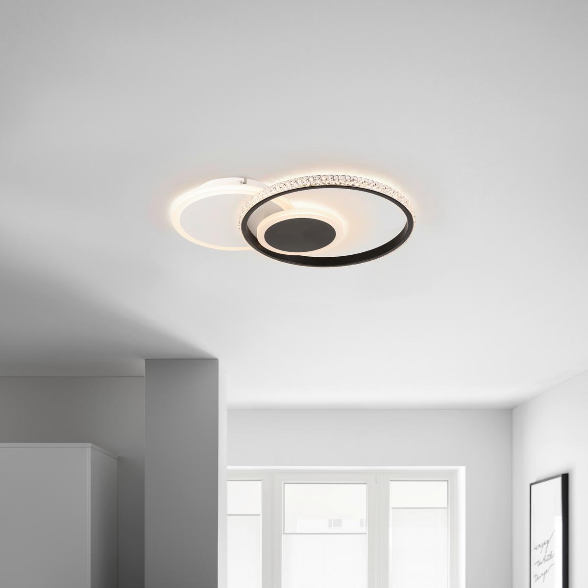 LED-Deckenleuchte Rulm in Schwarz/Weiß max. 18 Watt - Schwarz/Weiß, MODERN, Kunststoff/Metall (45/32/6,5cm) - Modern Living