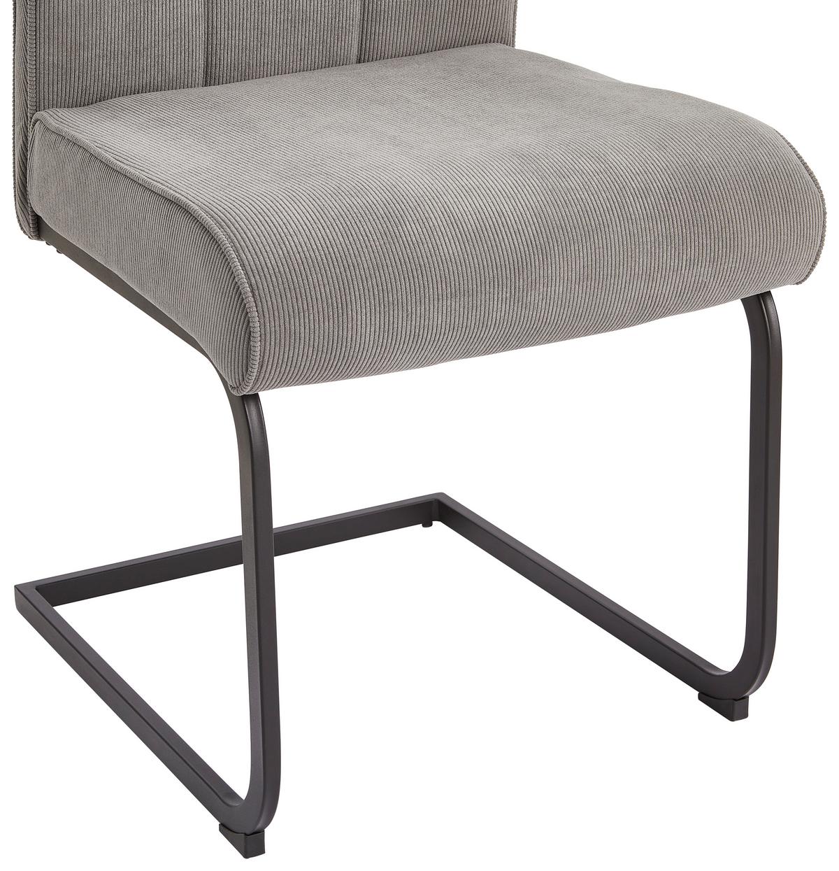 KRZESŁO NA PŁOZIE EMILY - czarny/szary, Modern, metal/tkanina (49/98/61cm) - Livetastic