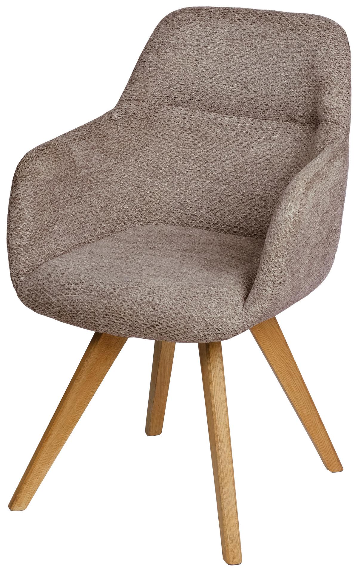 KRZESŁO Z PODŁOKIETNIKAMI VENEDIG - taupe, Design, drewno/tkanina (57/85,5/65cm) - Voleo