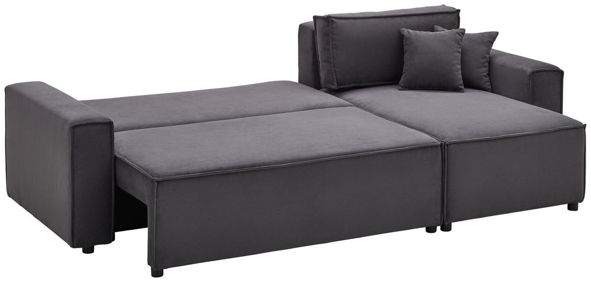 Sedežna Garnitura Mira, Siva, Ležišče - temno siva/siva, Basics, tekstil (248/76/140cm) - Modern Living