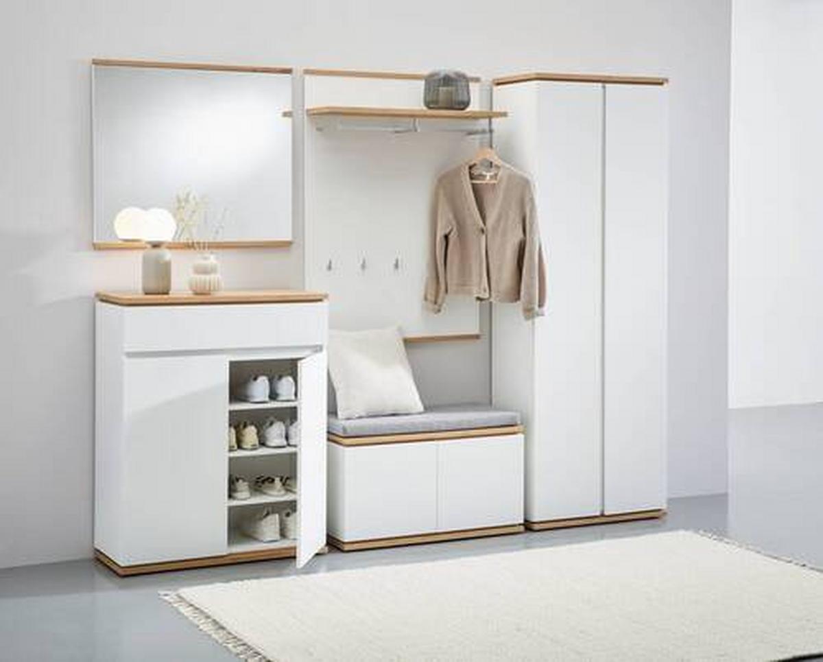 SZAFKA NA BUTY YAMAEL - biały/czarny, Design, materiał drewnopochodny/tworzywo sztuczne (85/106/38cm) - Xora