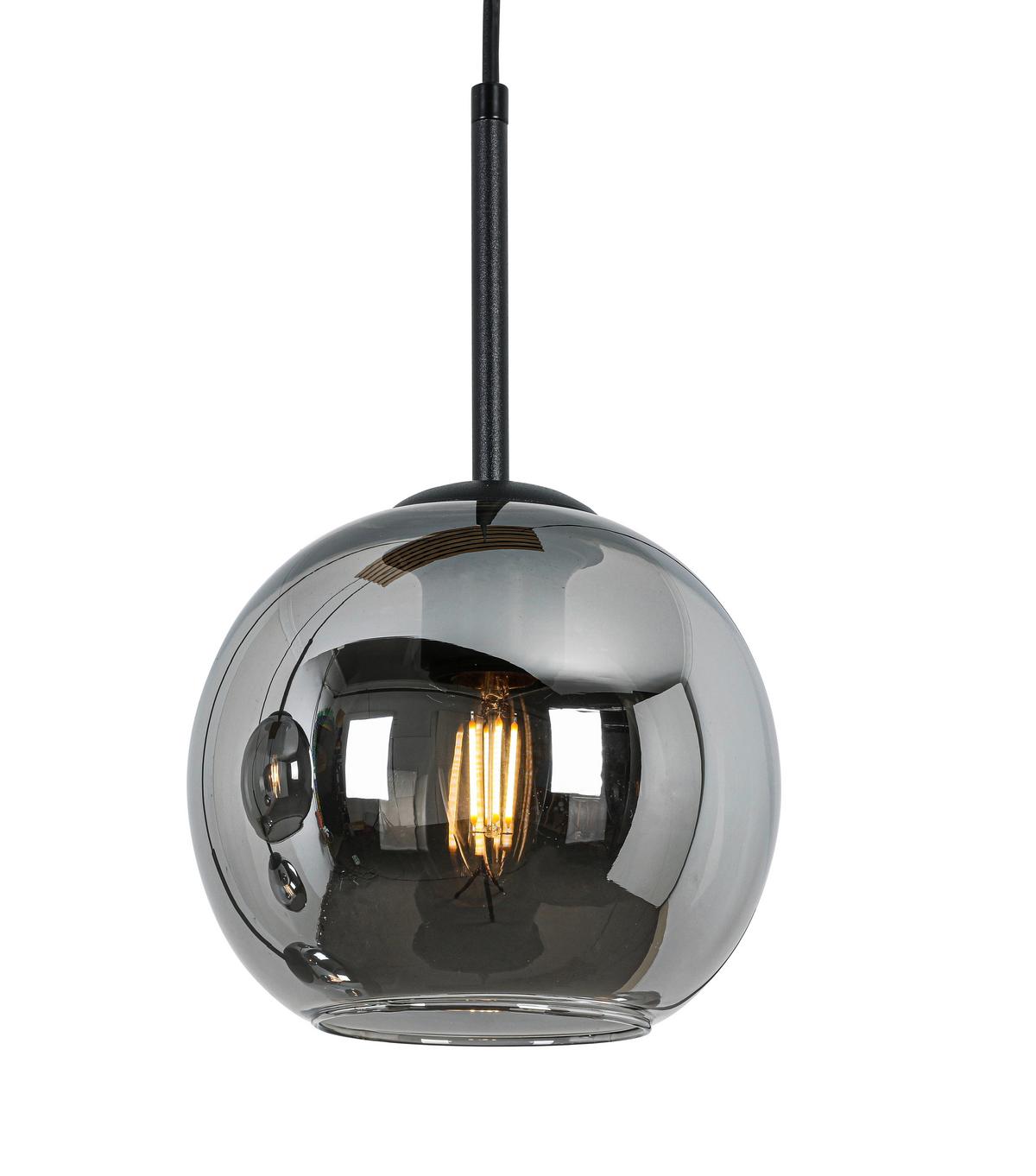 Hängeleuchte Panela Schwarz/Eichefarben max.25Watt - Chromfarben/Eichefarben, Modern, Glas/Holzwerkstoff (75/28,5/120cm) - Mömax