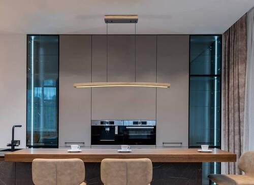 LED-Hängeleuchte Doro Dunkelbraun max. 18 Watt - Dunkelbraun/Opal, KONVENTIONELL, Holzwerkstoff/Kunststoff (100/7/120cm) - Globo