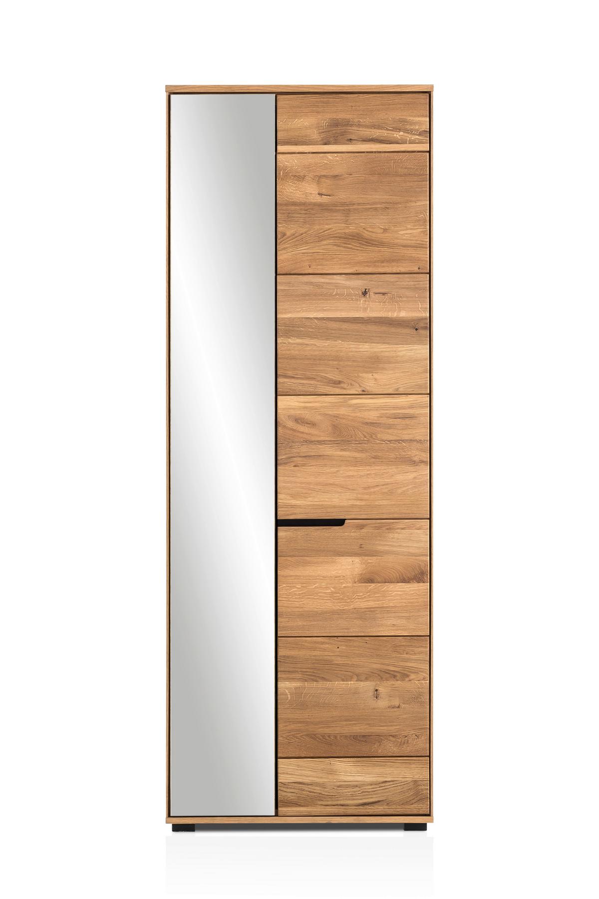 Garderobna Omara Lola, Hrast, Masivno - črna/divji hrast, Trendi, kovina/umetna masa (70/196/40cm) - Premium Living