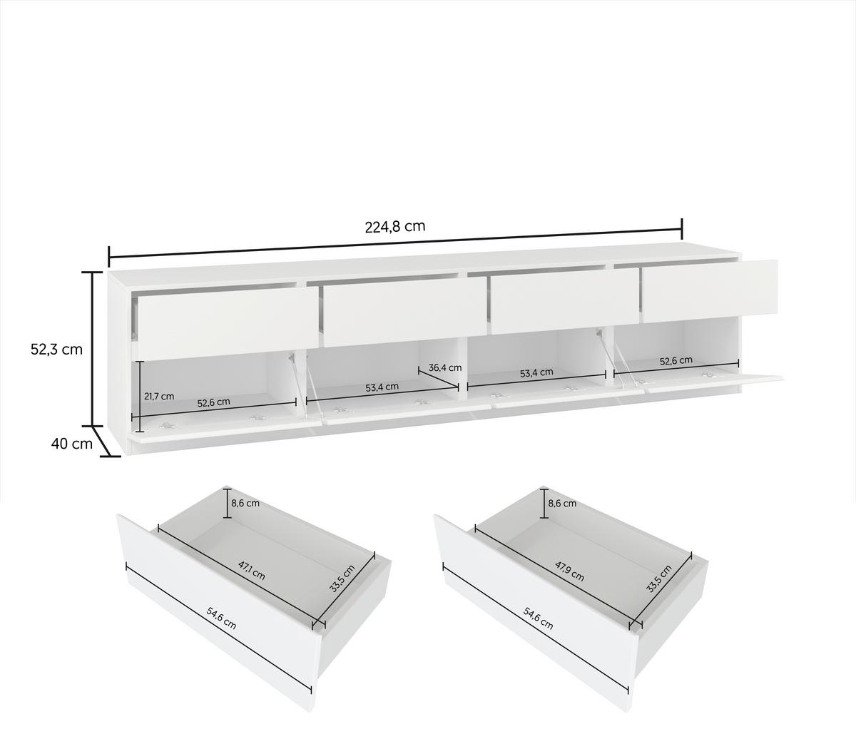 KOMODA NISKA BERN - biały, Design, materiał drewnopochodny (225/52,5/40cm) - MID.YOU