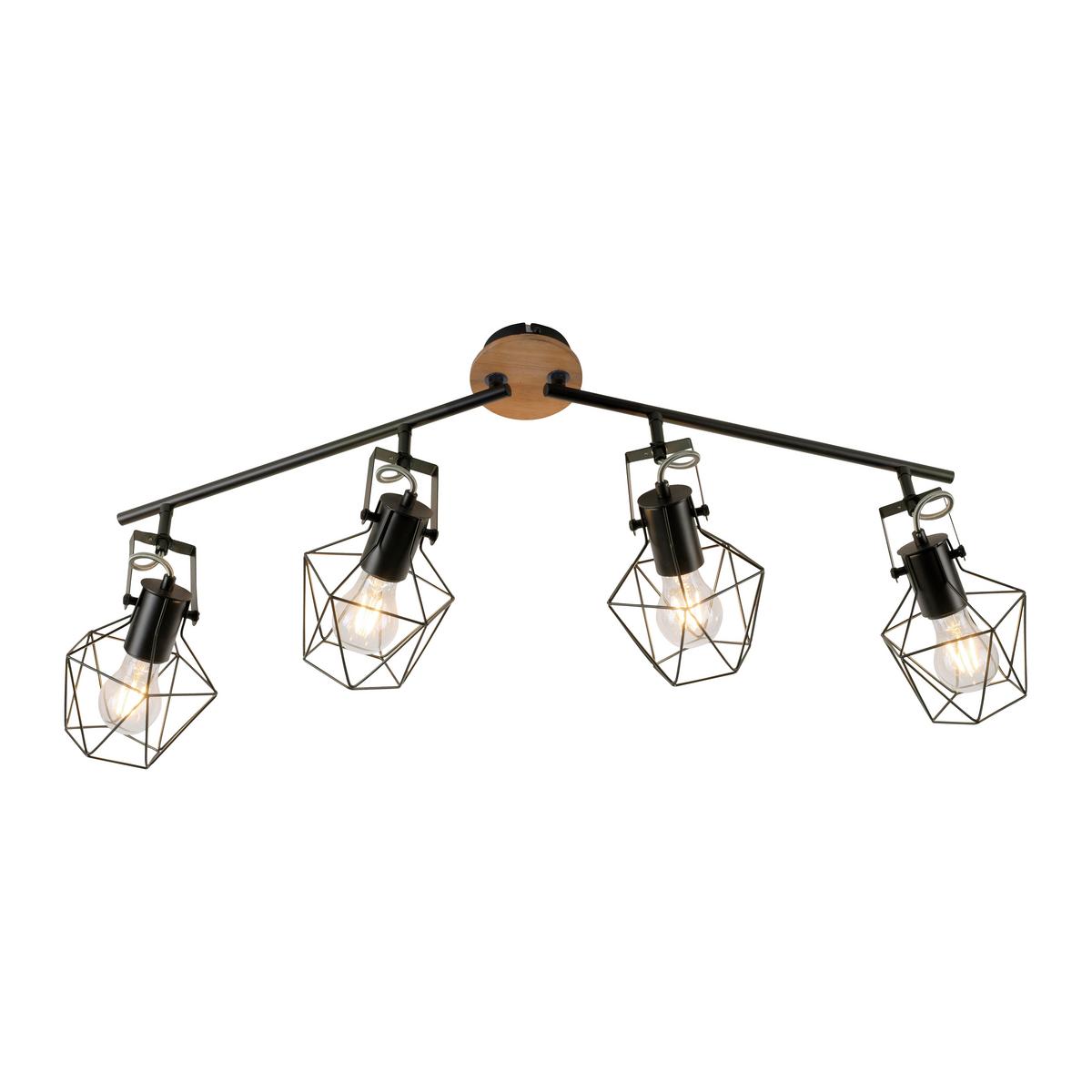LED-Deckenleuchte 15674-78 max. 60 Watt - Schwarz, Natur, Holz/Metall (110/109/30,5cm)