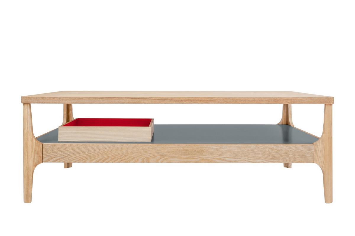 Couchtisch Avery I Esche / Grau - Eschefarben/Grau, Design, Holz (120/60/40cm) - Kayoom
