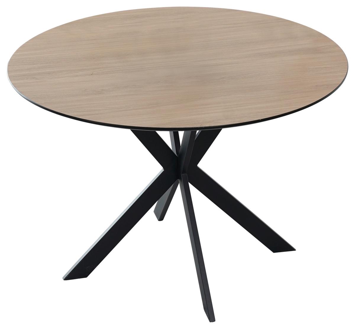 Jedilna Miza Amar, Barva Hrasta, Črna, Ø 110cm - črna/barve hrasta, Konvencionalno, kovina/leseni material (110/75cm) - P & B