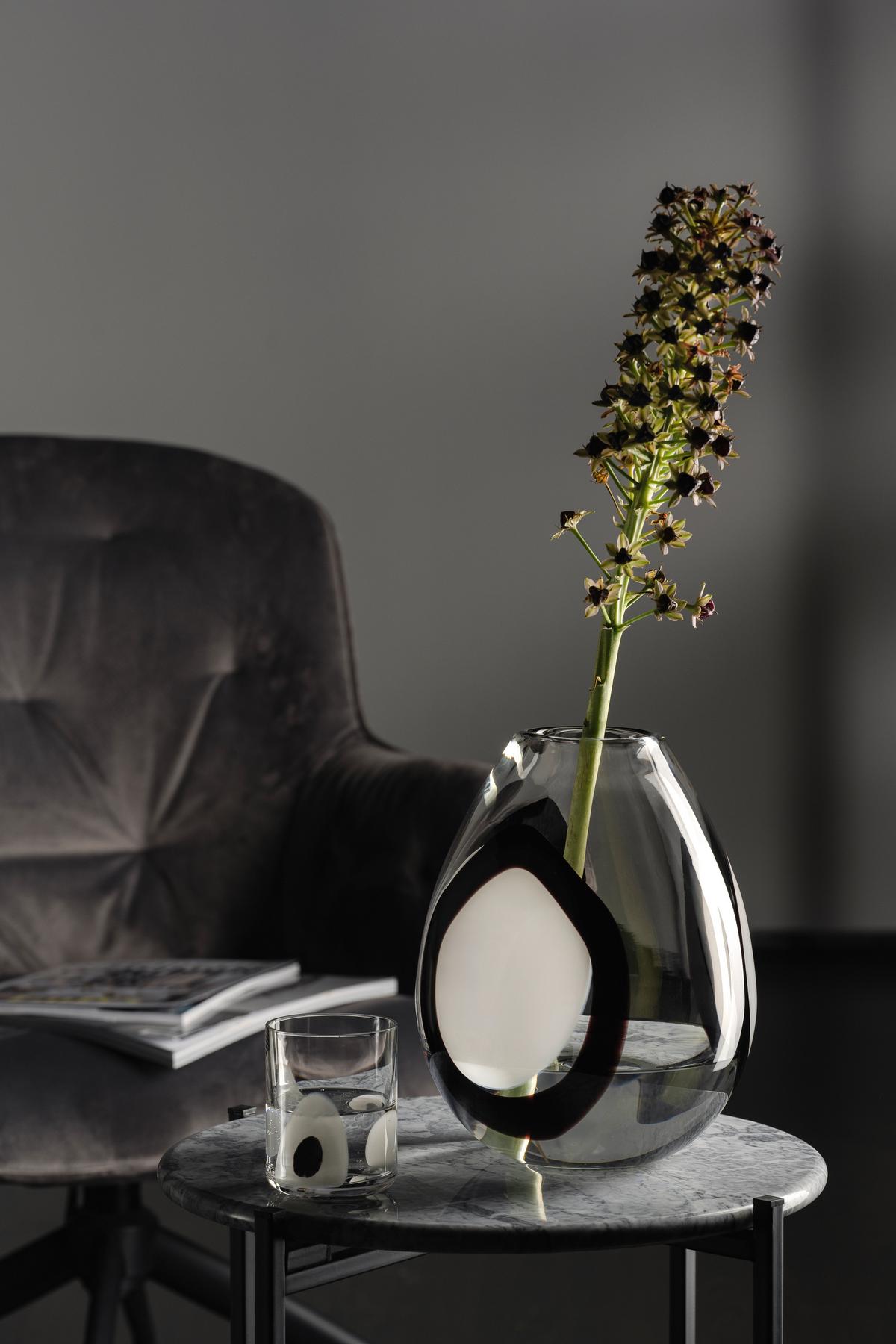 Vase Schwarz/Weiß - Klar/Schwarz, Design, Glas (20,5/25,2/20,5cm) - Leonardo