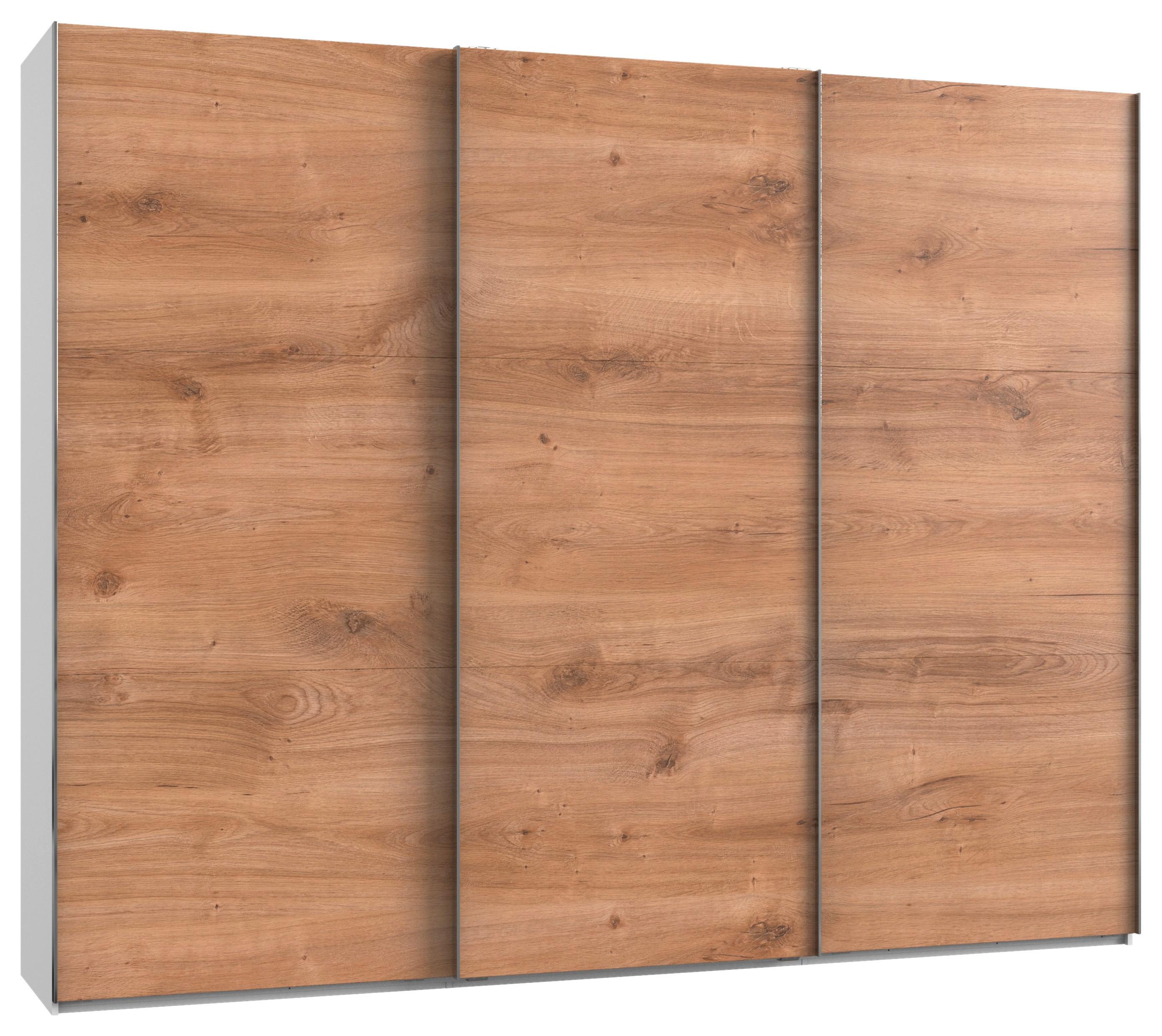 Omara Z Drsnimi Vrati Level 36 A, Bela, Barva Hrasta - barve kroma/barve hrasta, Moderno, leseni material (300/236/65cm) - Modern Living