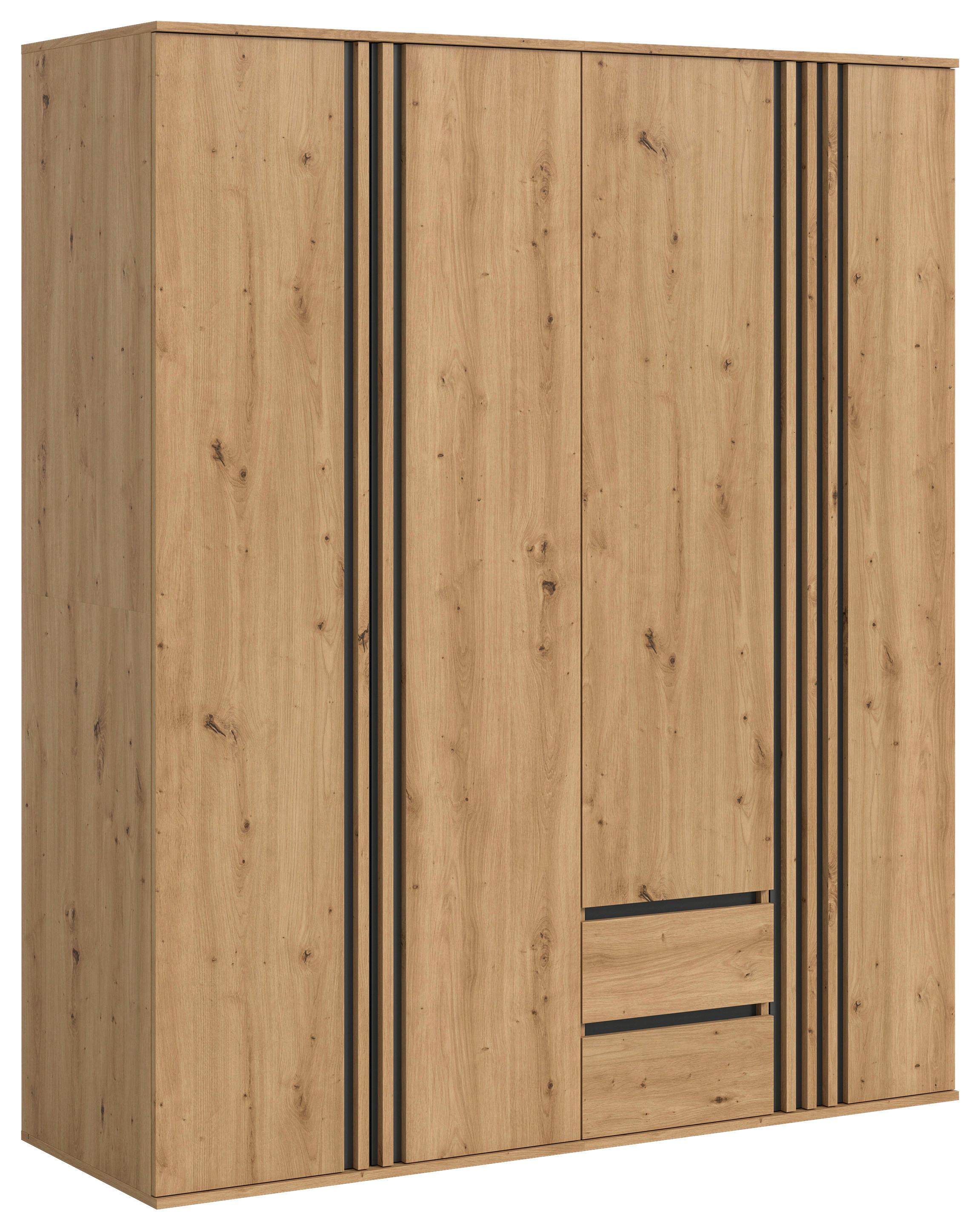 Drehtürenschrank TOFTA Eiche Artisan, Anthrazit - Anthrazit/Eiche Artisan, ROMANTIK / LANDHAUS, Holzwerkstoff (160/190/56cm) - Livetastic