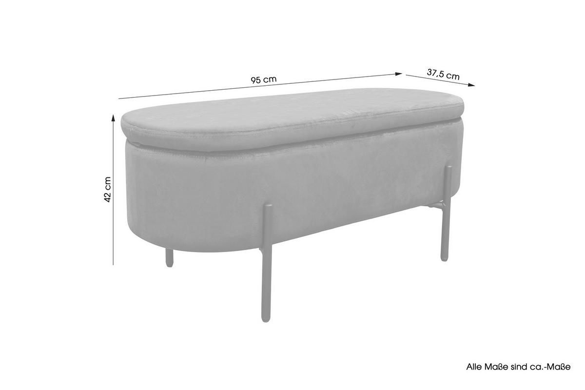 Sitzbank NOVA Schwarz, Samt - Schwarz, Design, Textil/Metall (95/42/37,5cm) - MID.YOU