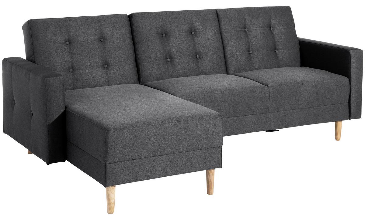 ECKSCHLAFSOFA EASY RELAX - Eschefarben/Graphitfarben, MODERN, Holz/Textil (223/152cm) - Max Winzer