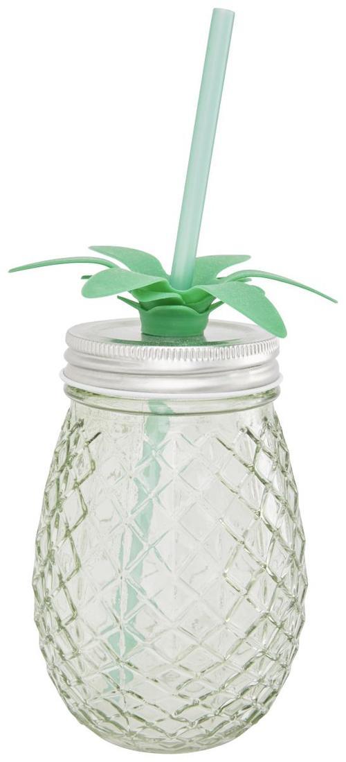 Trinkglas Pineapple in versch. Farben - Rosa/Mintgrün, Glas/Kunststoff (9/13,3cm) - Mömax modern living