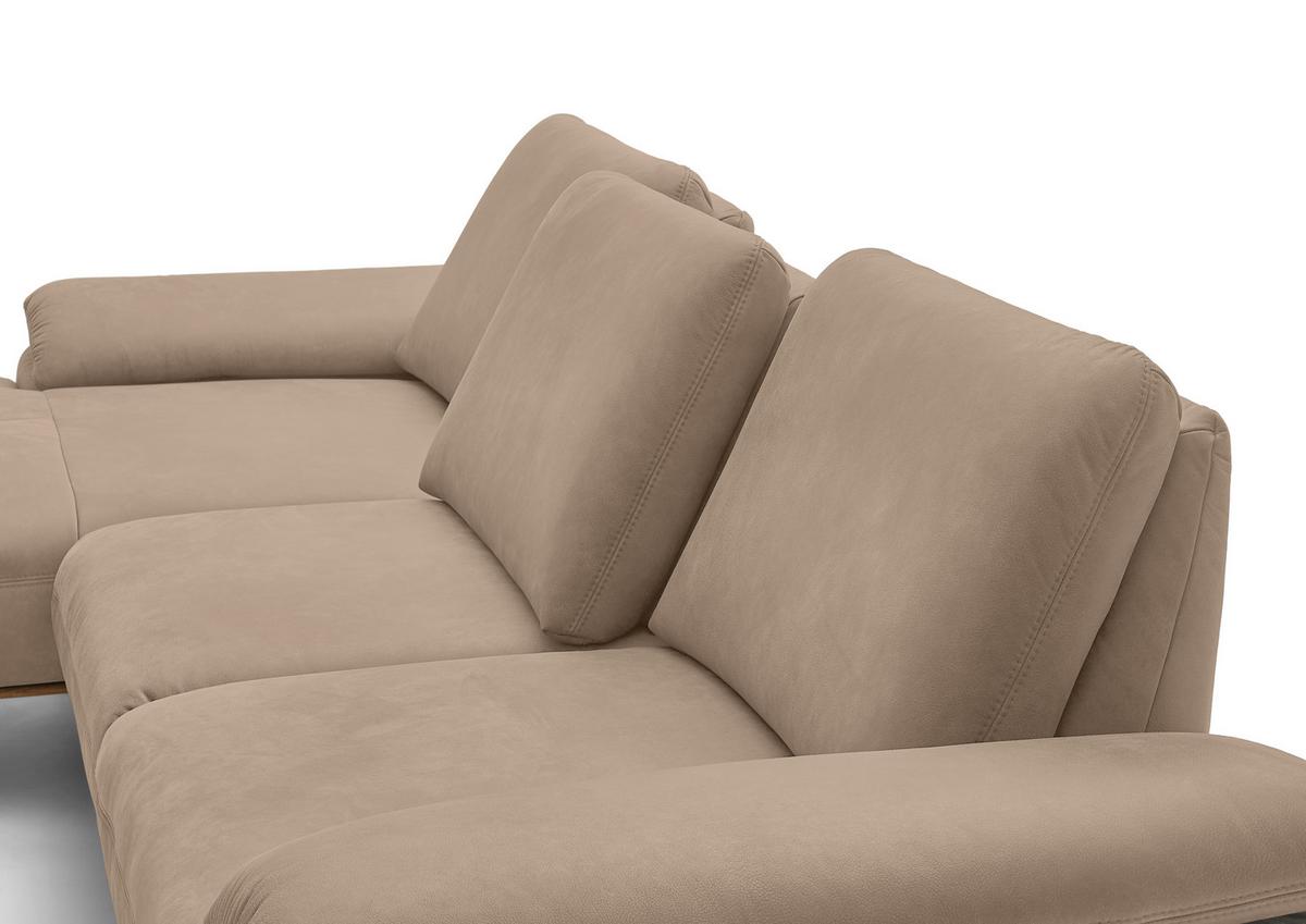 Wohnlandschaft Erling Taupe - Taupe/Beige, MODERN, Leder/Metall (187/89/322cm) - Premium Living