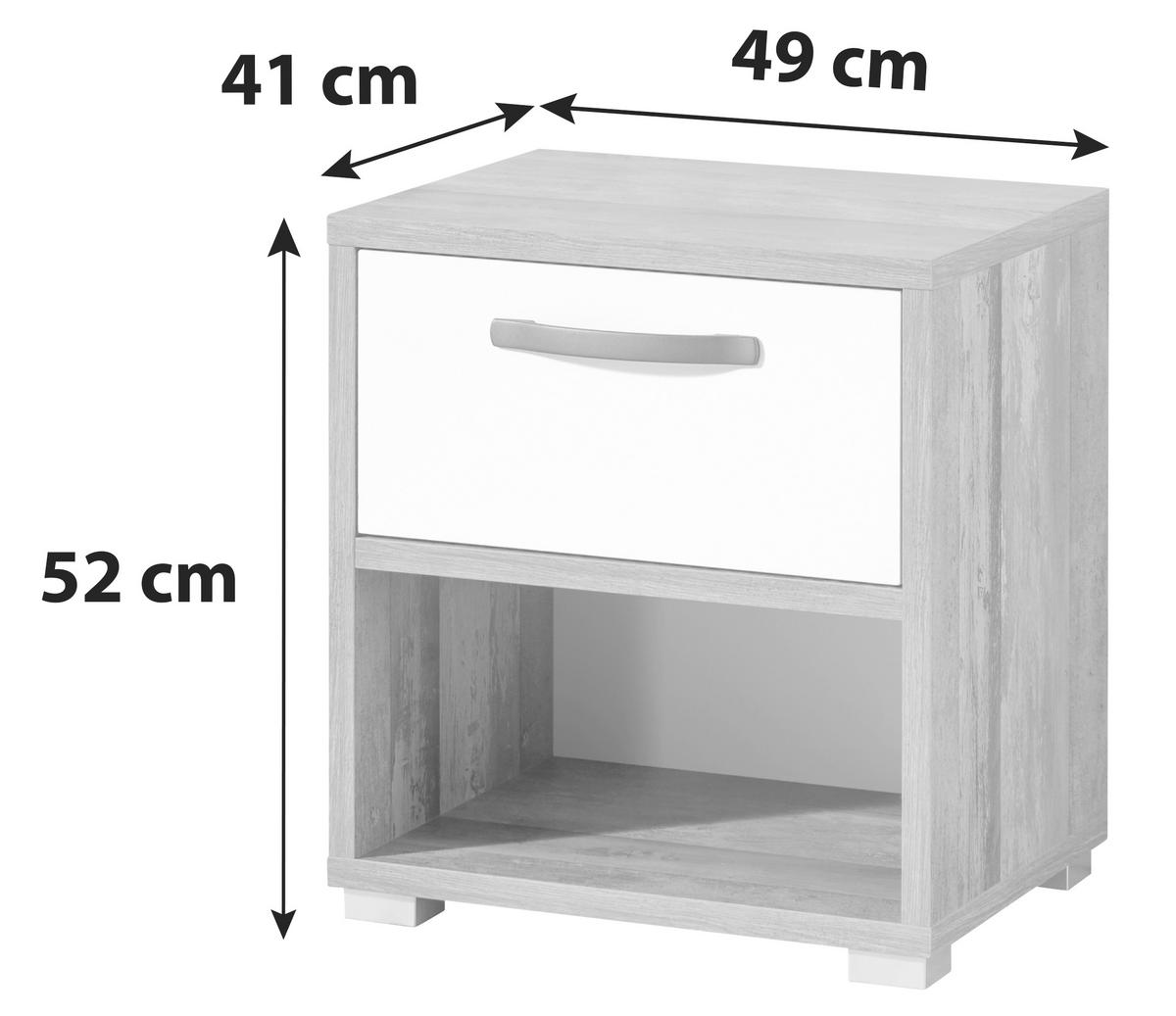 Nachtkästchen in Braun/Grau/ Weiss 'Moon' - Anthrazit/Silberfarben, MODERN, Holzwerkstoff/Kunststoff (49/52/41cm) - MID.YOU