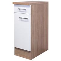 Kuhinjska Spodnja Omarica Samoa, Bela, Barva Hrasta - bela/barve aluminija, Konvencionalno, umetna masa/leseni material (30/85/57cm)