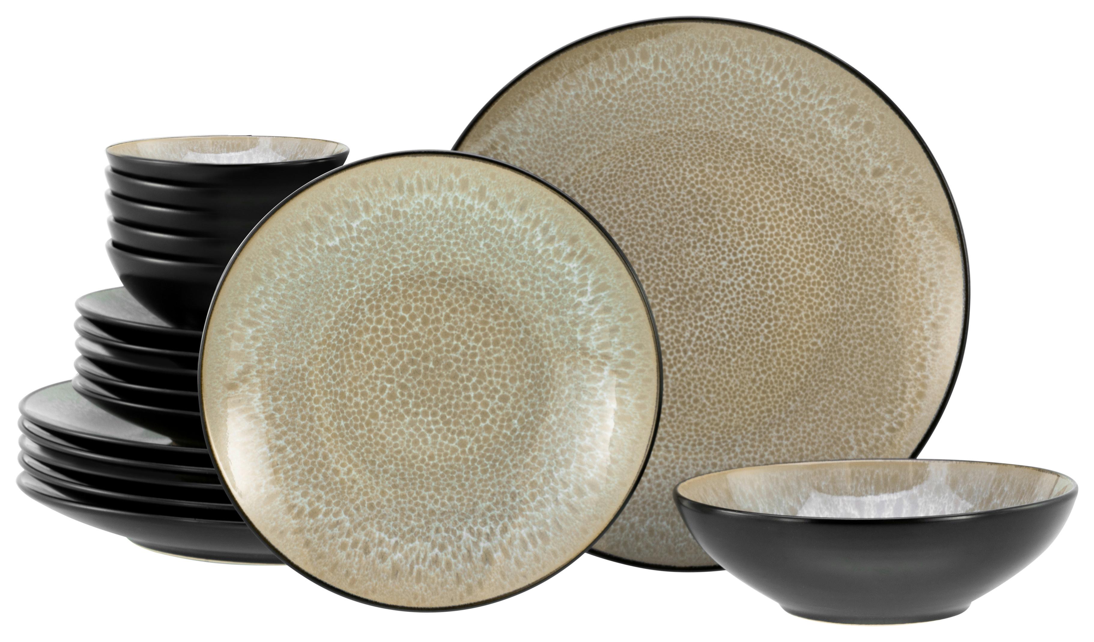 Jedilni Servis Malmö, 18-Delni - črna/bež, Basics, keramika - Creatable